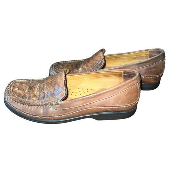 Johnston & Murphy Men's Locklin Woven Sheep‎ Skin Leather Loafers Brown size 8 - Picture 4 of 7